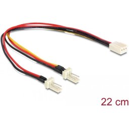 Кабел DeLock Molex, 3 pin женско - 2 x Molex 3 pin мъжко (fan), 22 cm