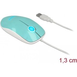 Оптична мишка DeLock, USB-A, Кабел 1.3 м, USB, 1200 dpi, Tюркоаз