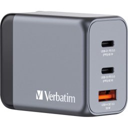 Зарядно устройство Verbatim GNC-65 GaN Charger 3 Port 65W USB A/C (EU/UK/US)