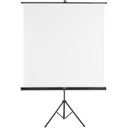 Екран на стойка 155x155 cm, 2 в 1, мобилен комплект, телескопична тръба, бял