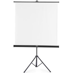 Екран на стойка 125x125 cm, 2 в 1, мобилен комплект, телескопична тръба, бял