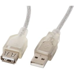 Кабел Lanberg extension cable USB 2.0 AM-AF, 1.8m, transparent ferrite