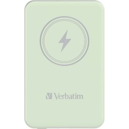 Външна батерия Verbatim MCP-5GN Power Pack 5000 mAh with UBS-C® PD 20W / Magnetic Wireless Charging 15W Green