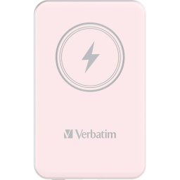 Външна батерия Verbatim MCP-5PK Power Pack 5000 mAh with UBS-C® PD 20W / Magnetic Wireless Charging 15W Pink