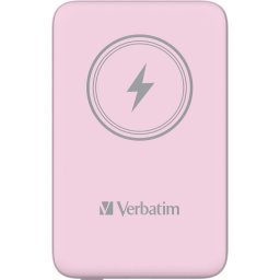Външна батерия Verbatim MCP-10PK Power Pack 10000 mAh with UBS-C® PD 20W / Magnetic Wireless Charging 15W Pink