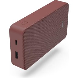HAMA Външна батерия "Colour 20", 20000 mAh, 2 изхода: USB-C, USB-A, червена