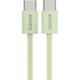 HAMA Кабел за зареждане "Fabric", USB-C - USB-C, 1 m, Nylon, зелен