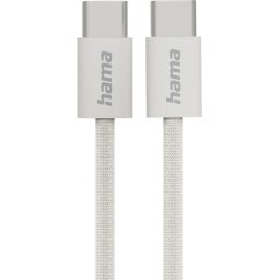 HAMA Кабел за зареждане "Fabric", USB-C - USB-C, 1 m, Nylon, сив