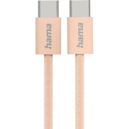 HAMA Кабел за зареждане "Fabric", USB-C - USB-C, 1 m, Nylon, оранжев