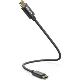 HAMA Кабел за зареждане, USB-C -USB-C, 0.2м, черен