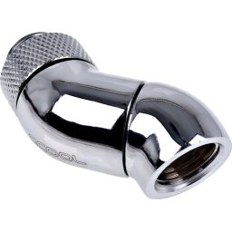 Ъглов адаптер Alphacool Eiszapfen, 2 x 45°, G1/4 външна към G1/4 вътрешна резба, Сребрист