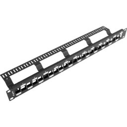 Пач панел Lanberg patch panel blank 24 port 1U staggered with organizer for keystone modules, black
