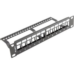 Пач панел Lanberg patch panel blank 12 port 1U with organizer for keystone modules black