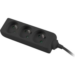 Разклонител Lanberg power strip 3m, 3 sockets, french quality-grade copper cable, black