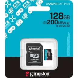 Карта памет Kingston microSDXC Canvas Go Plus 128GB - A2 U3 V30 + SD адаптер