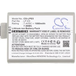 Батерия за камера CANON LPE5 LiIon 7.2V 1080mAh Cameron Sino
