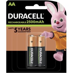Акумулаторна батерия DURACELL R6 AA, 2500mAh NiMH, 1.2V, 2 бр. в опаковка