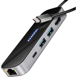 AXAGON HMC-6GLN - USB-C 5Gbps GLASS 6in1 hub