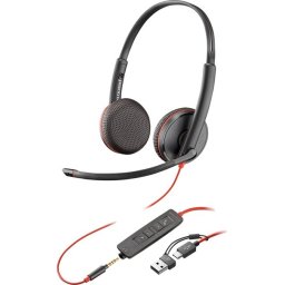 Слушалки HP Poly Blackwire 3225 Stereo USB-C Headset +3.5mm Plug +USB-C/A Adapter