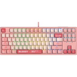А4tech Геймърска механична клавиатура Bloody Energy Pink S87 BLMS TKL RGB Backlit red switch , USB
