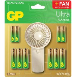 GP SUMMER PACK Алкални батерии ULTRA AA x 12 бр. + ULTRA AAA x 12 бр. + Fan/ Вентилатор/ GP BATTERIES