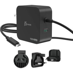j5create JUP25102V Зарядно 220V- GaN 102W USB-C 2порта- за лаптопи, таблети, телефони