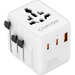 CANYON Travel Adapter OnTour 20 EU/UK/US/AUS 20W White