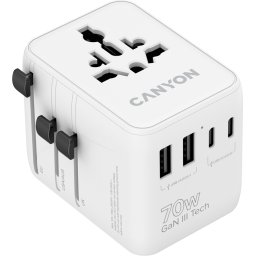 CANYON Travel Adapter OnTour 20 EU/UK/US/AUS 70W White