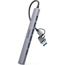 Orico хъб HUB USB-C/USB-A 7 port - USB3.0 x 1, USB2.0 x 6 - YSA2-U3-GY