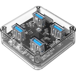 Orico хъб USB3.0 HUB 4 port transparent, 1m cable - MH4U-U3-10-CR