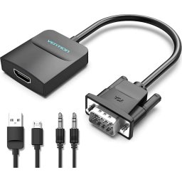 Vention адаптер Adapter VGA to HDMI with sound - Active converter with AUX-in and Micro USB power - ACNBB