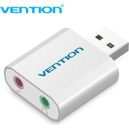 Външна звукова карта Vention USB Sound card - Headphones, Mic, Silver - VAB-S13