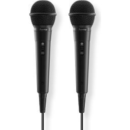 HAMA Аудио динамични микрофони “Karaoke”, Комплект 2 бр. с кабел жак 2,5 м + адаптер, вкл./изкл.