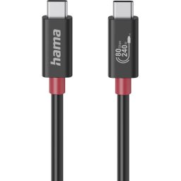 HAMA Кабел USB-C еMarker, USB 4 Gen 4, 80 Gbit/s, 1 м, 5 A, 240 W ,черен