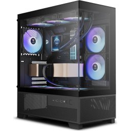 Кутия Gamdias AURA GC12 ARGB BK - 6 x 120 mm A-RGB, USB-C, Tempered Glass