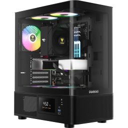 Кутия Gamdias ATLAS E2 - 3 x 120 mm A-RGB, Digital Display, Curved Glass
