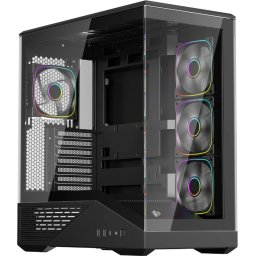 Kутия 1stPlayer GM7 Black - 4 x 120 mm A-RGB fans included, USB-C