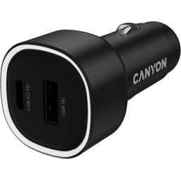 CANYON car charger OnDrive 48 PD 48W USB-A+USB-C Black
