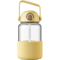 BUYDEEM DG710 Pop-Up Straw Glass Bottle, Mellow Yellow