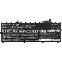 Батерия за лаптоп LENOVO TP X1 20HQS01S00, ThinkPad X1 Carbon 2017-20HR002MGE, 01AV429 LiPo 11.58V 4800mAh CAMERON SINO