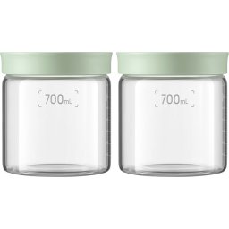 BUYDEEM CS1014 Glass storage box 700ml x2, Cozy Greenish