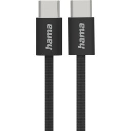 HAMA Кабел за зареждане "Fabric", USB-C - USB-C, 1 m, Nylon, черен