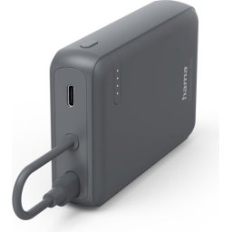 HAMA Външна батерия „Travel“ с кабел, 10000mAh, 2 изхода: 2x USB-C, антрацит