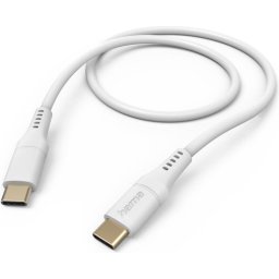 HAMA Кабел за зареждане "Flexible", USB-C - USB-C, 1.5 м, силиконов, бял