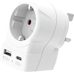 Skross универсален адаптер Europe to UK + 1 x USB A/C порт, 20W 1500283E