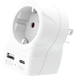 Skross универсален адаптер Europe to USA+1xUSB A/C, 20W , 1500284E