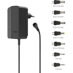 HAMA Универсално захранване, регулируемо, 1500mA, 24W, max. 24V, 7 адаптера