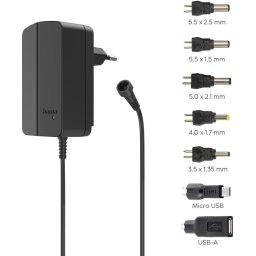 Hama Универсално захранване, регулируемо, 2250mA, 27W, max. 12V, 7 адаптера