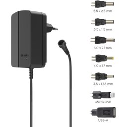 HAMA Универсално захранване, регулируемо, 1500mA, 18W, max. 12V, 7 адаптера