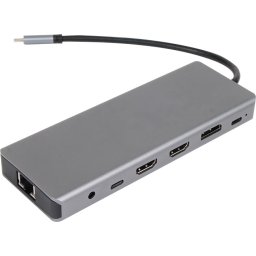 VCom докинг станция Docking Station USB-C 13-in-1 - CU4706 - HDMI x 2, DP, USB3.0 x 3, USB-C, USB2.0, RJ45, SD/TF, PD100W, Audio